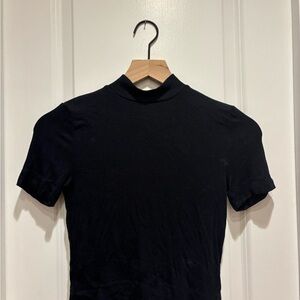 Aritzia Black Short Sleeve Turtleneck Top